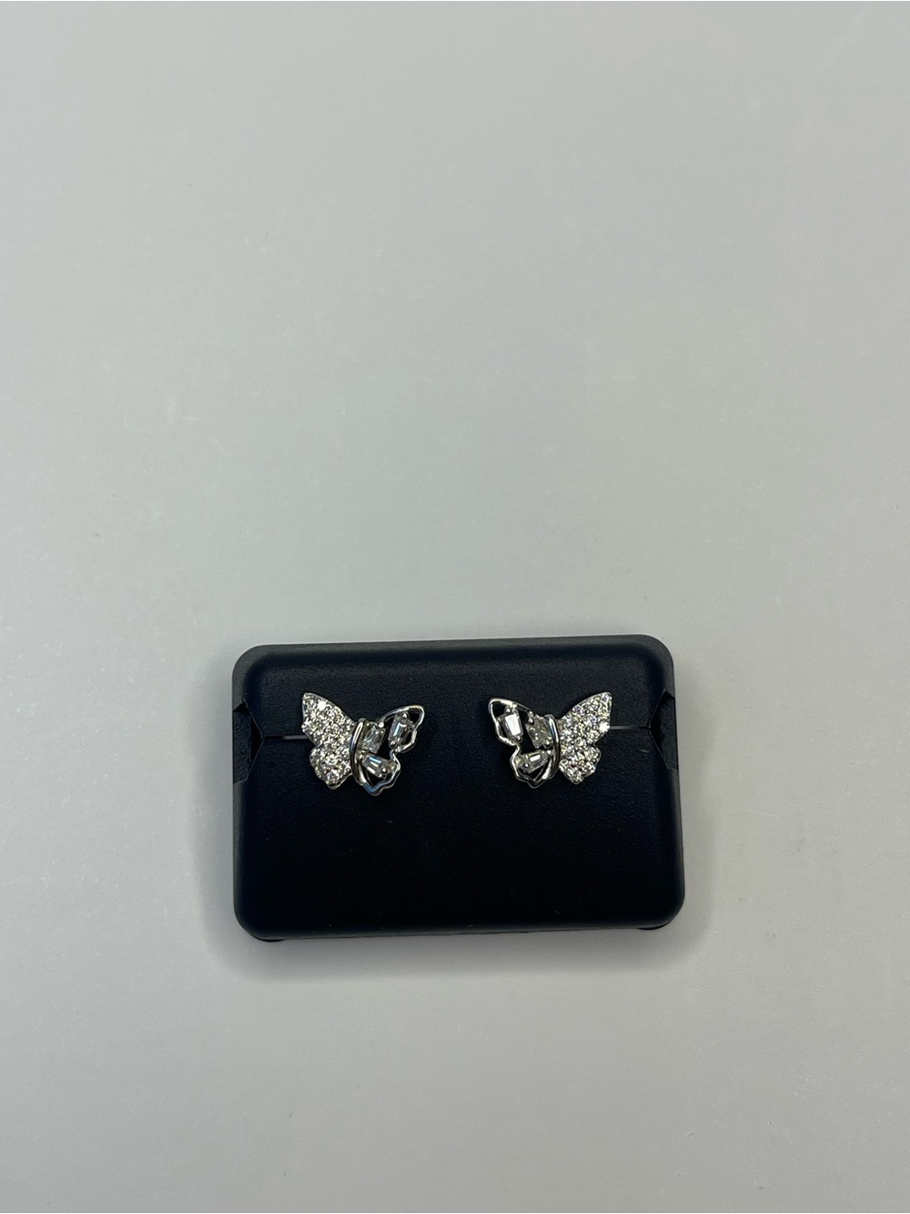 Sterling Silver with Moissanite Butterfly Stud Earrings - Women Jewelry